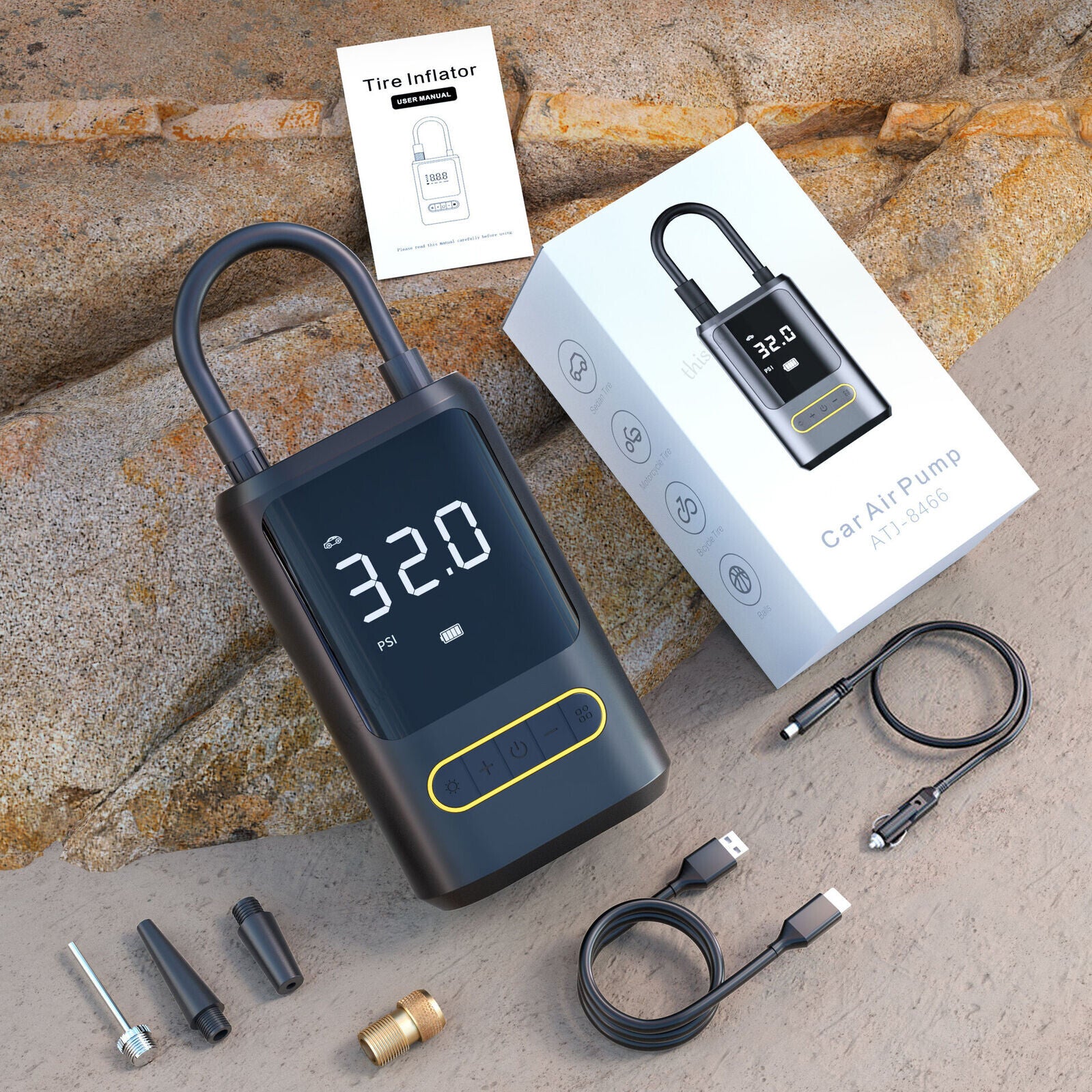 The Oz Bargains Shop™ AirGo Pro – Digital Mini Cordless Tyre Inflator | Portable Air Pump for Car, Bike & Sports Balls