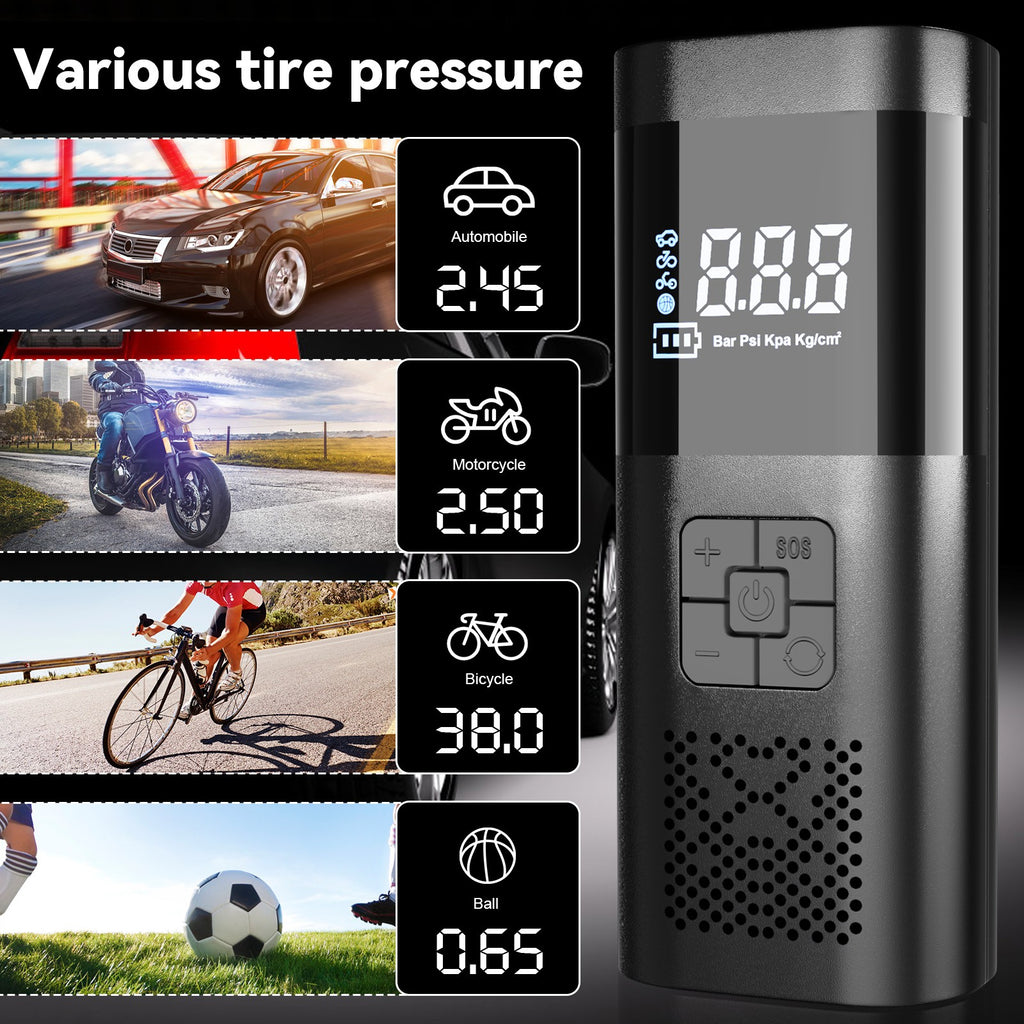 The Oz Bargains Shop™ PowerAir Max – 8000mAh Cordless Tyre Inflator | Rechargeable Electric Air Pump for Car, Bike & Motorcycle