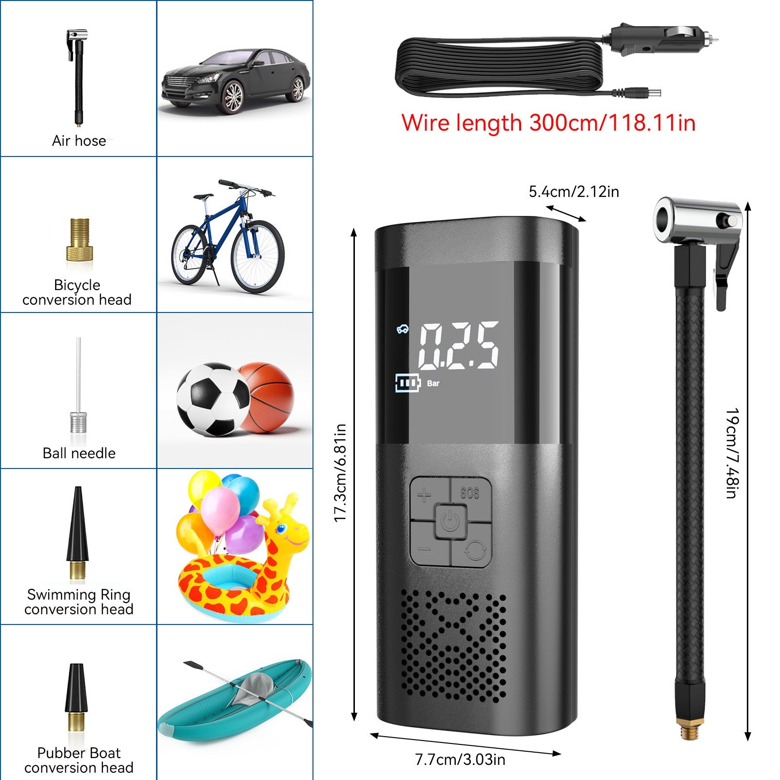 The Oz Bargains Shop™ PowerAir Max – 8000mAh Cordless Tyre Inflator | Rechargeable Electric Air Pump for Car, Bike & Motorcycle