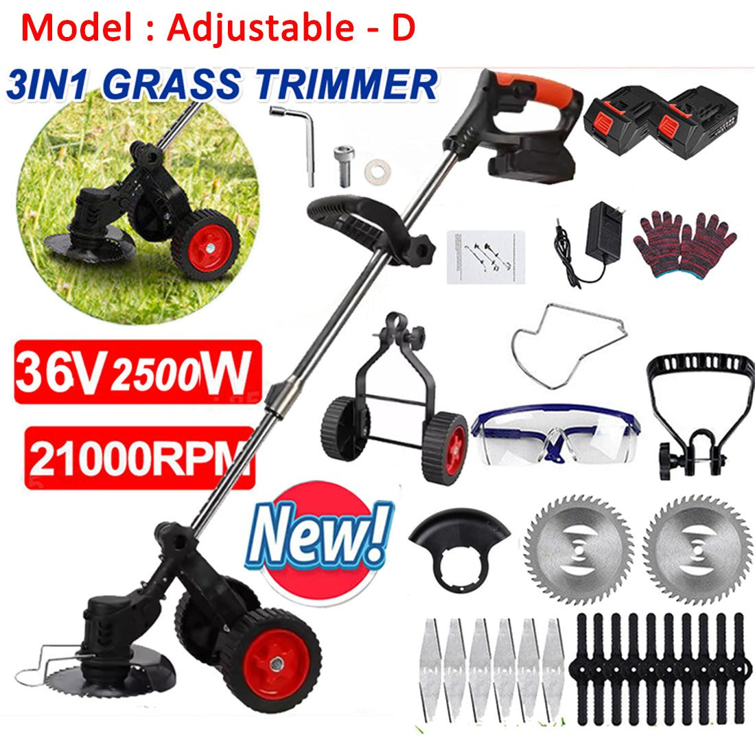 The Oz Bargains Shop™ TurboTrim Pro – Cordless Grass Trimmer & Electric Lawn Mower | Whipper Snipper with 2× Battery (Makita Compatible)