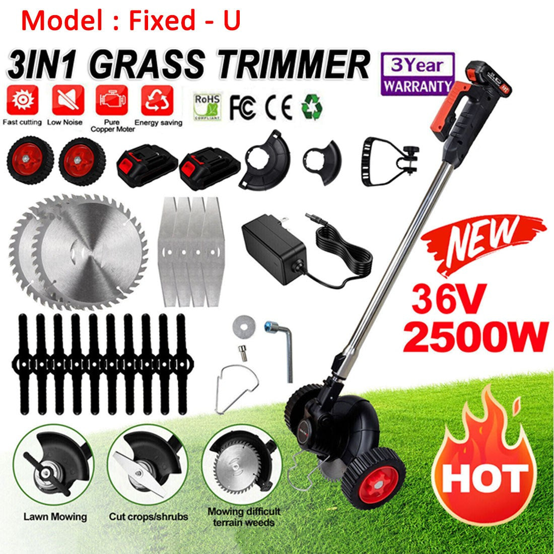 The Oz Bargains Shop™ TurboTrim Pro – Cordless Grass Trimmer & Electric Lawn Mower | Whipper Snipper with 2× Battery (Makita Compatible)