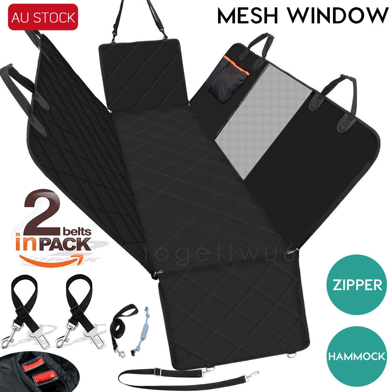 The Oz Bargains Shop™ PetRide Deluxe – Premium Waterproof Car Seat Hammock | Non-Slip Back Seat Protector for Cats & Dogs